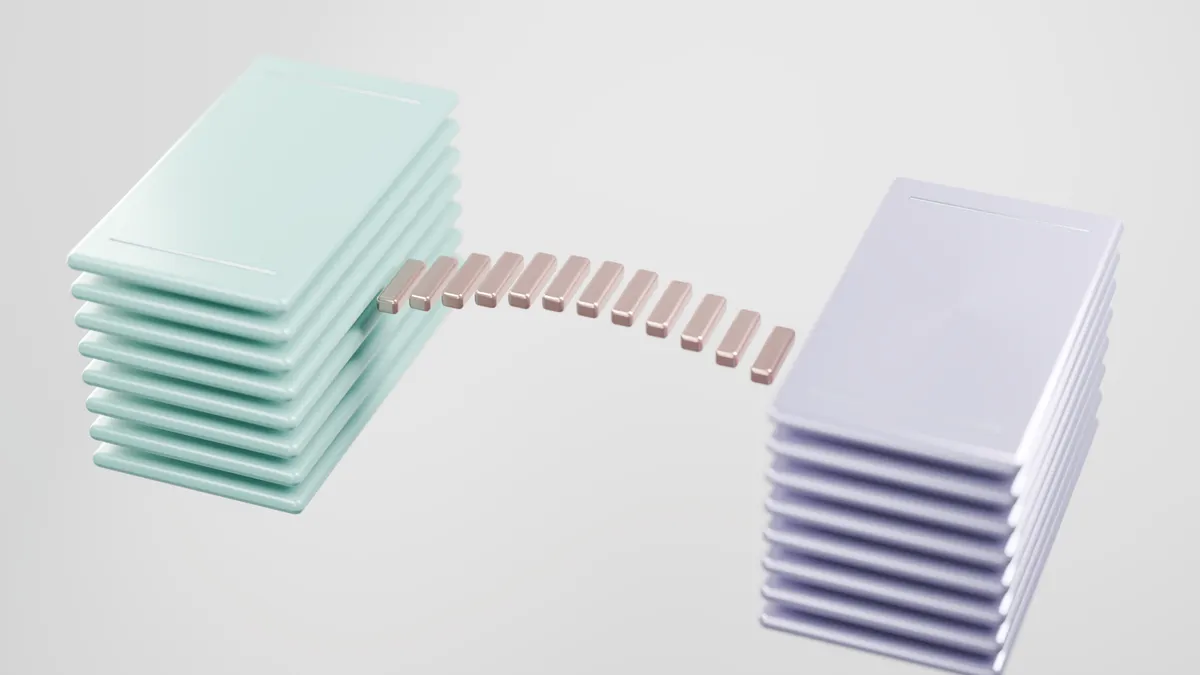 Abstract transfer between two stacks of files