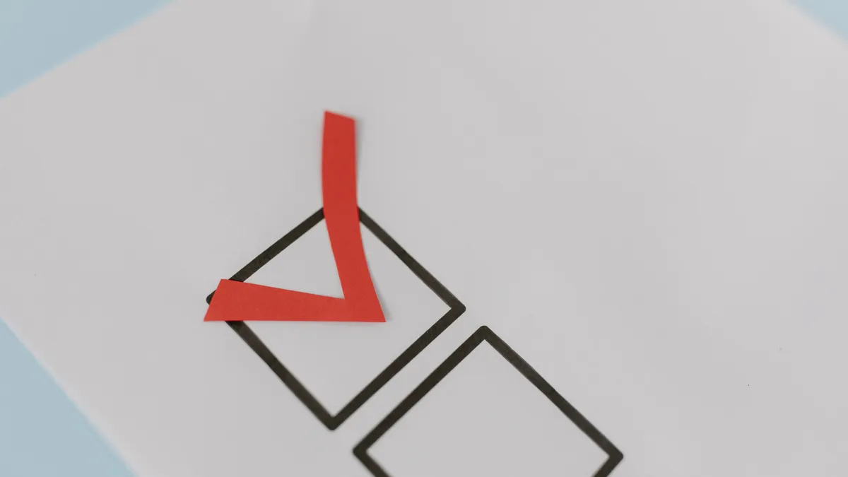 red check mark over checkbox squares